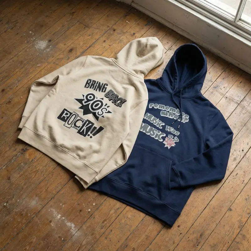 90's Rock Unisex Hoodie på gulvet