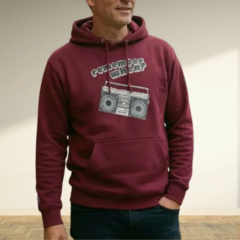 Game Station Hoodie Mænd Ny bugundy front